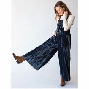 NATURAL LIFE Velvet Dakota Tie Overall In Charcoal Gray Size Medium